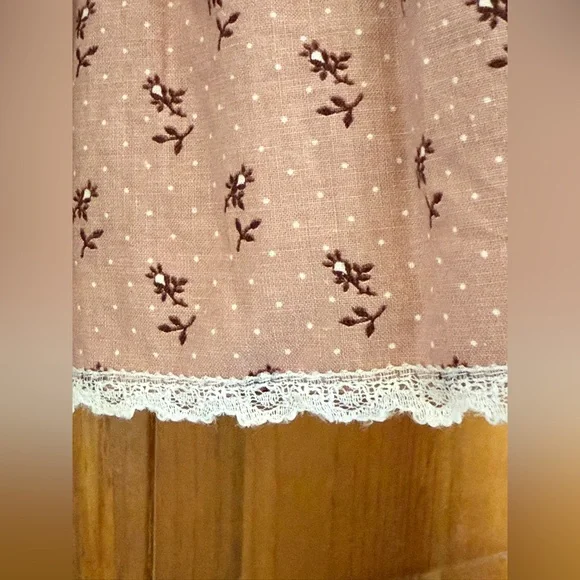 Vintage Gunne Sax skirt in pink floral with lace accents size 11 - Picture 4 of 9